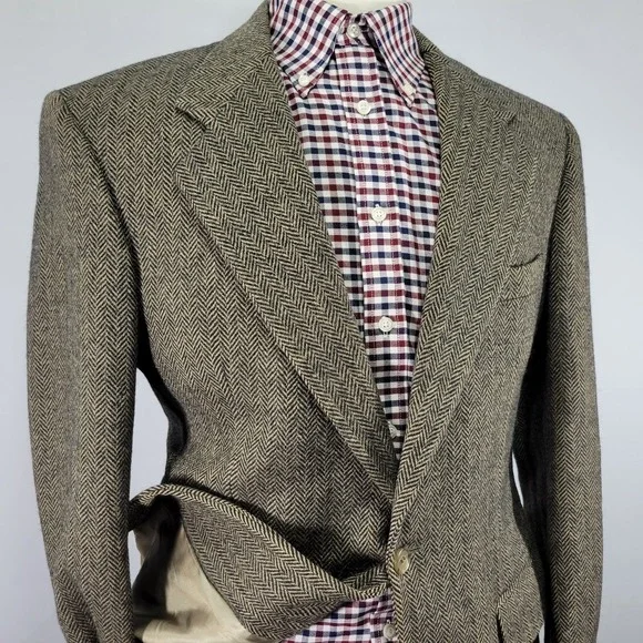 Peterborough Row Men's‎ Sport Coat Blazer Two Button Herringbone Soft Wool 40R